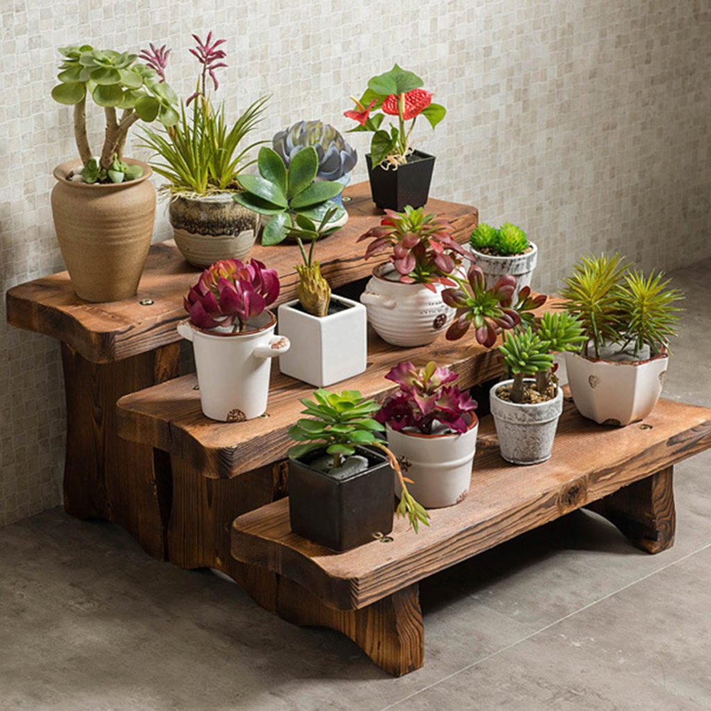 Flower Pot Stand Bench Stool Shelf Storage Shoe Holder Stepped Indoor ...