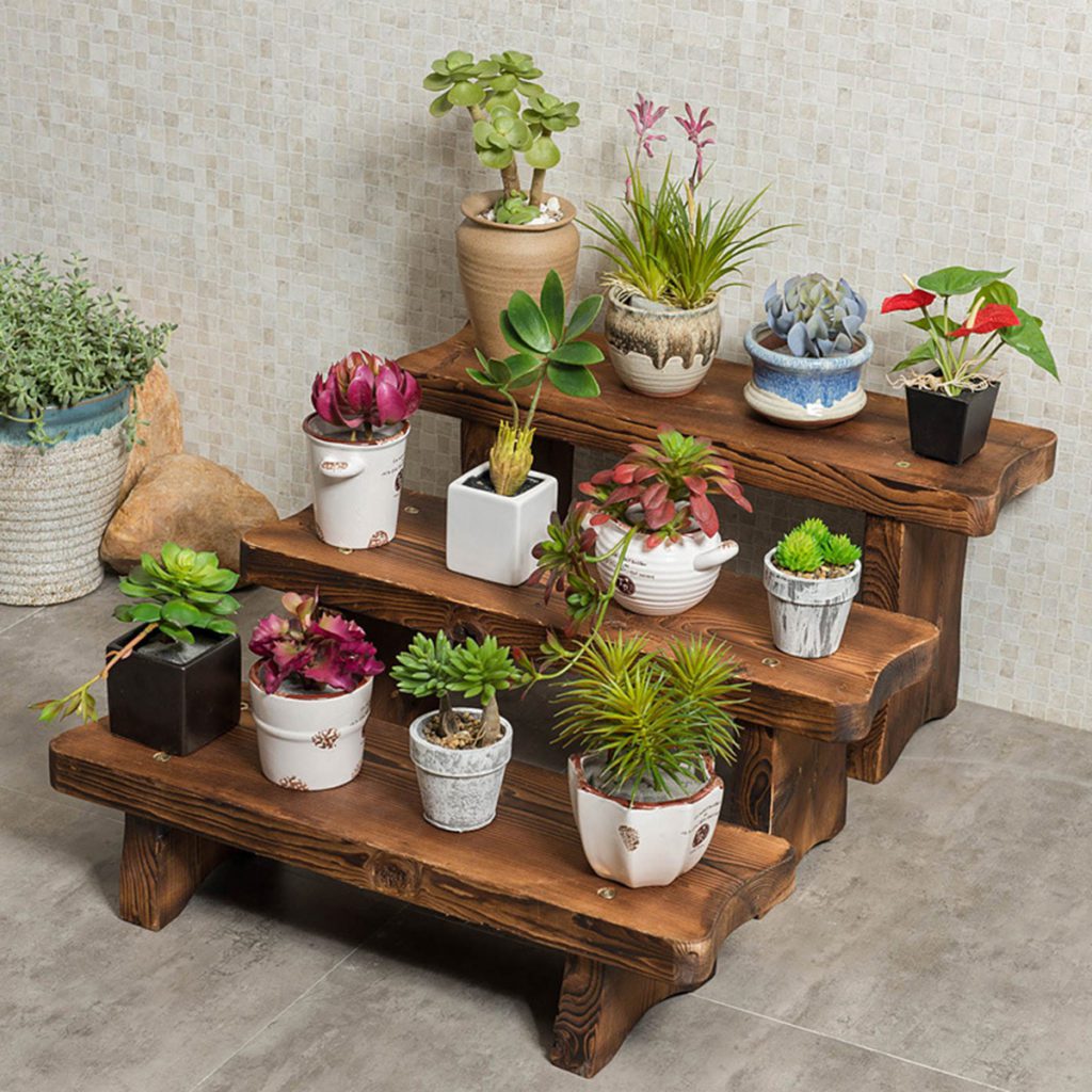 Flower Pot Stand Bench Stool Shelf Storage Shoe Holder Stepped Indoor ...